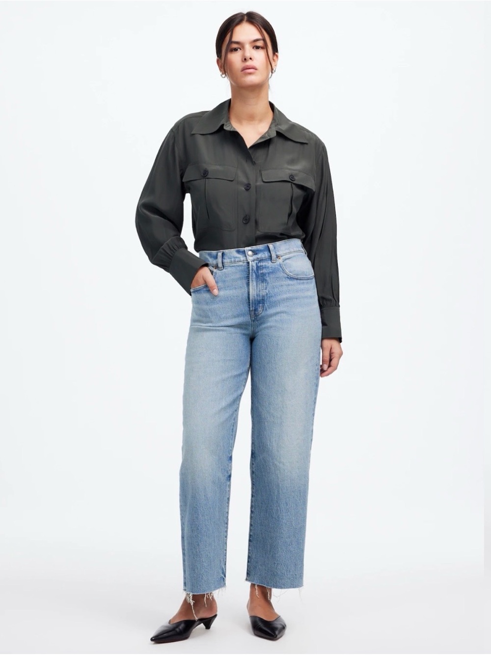 NWT Madewell The Petite Perfect Vintage Wide-Leg Crop Jean